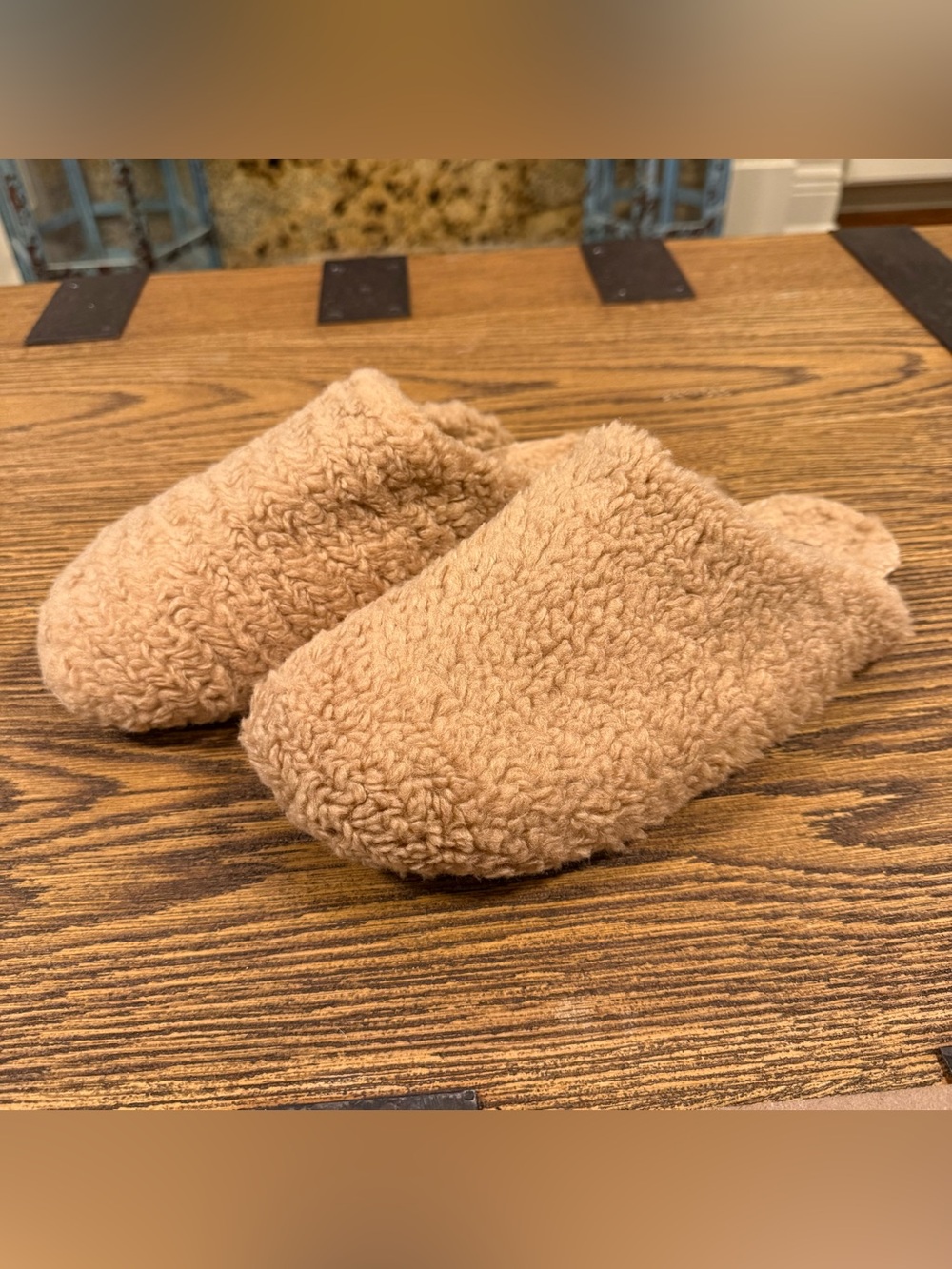 F35 - INTENTIONALLY BLANK Plush Slip-On Women's Slippers - Light Brown